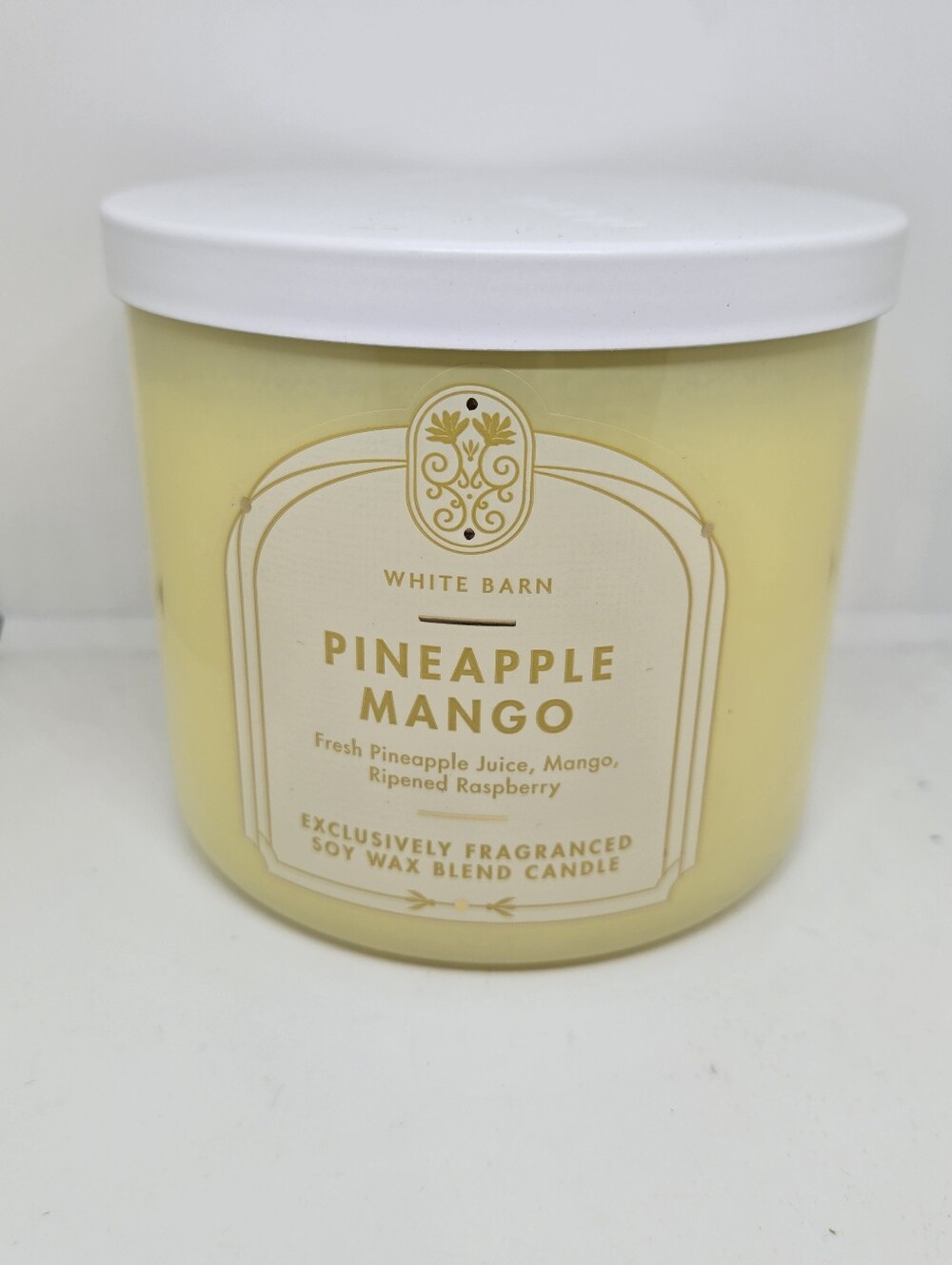 White Barn Pineapple Mango Scented Candle - White & Yellow
